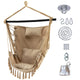 Hammock Swing Chair, Hanging Rope Swing w/Detachable Steel Bars, Side Pocket, Head Pillow & 2 Cushions