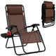 Patio Zero Gravity Lounge Chair with Cup Holder & Removable Pillow