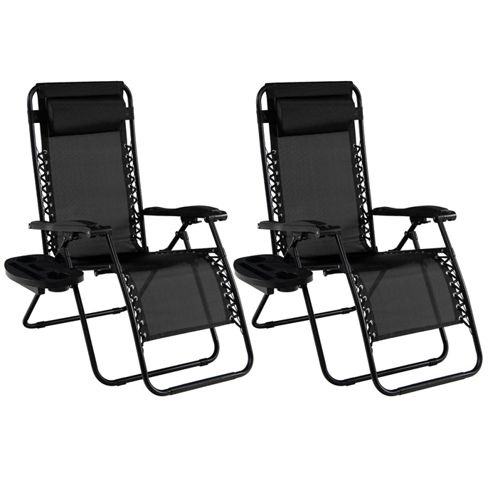 Patio Zero Gravity Lounge Chair with Cup Holder & Removable Pillow