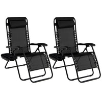 Patio Zero Gravity Lounge Chair with Cup Holder & Removable Pillow