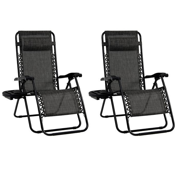Patio Zero Gravity Lounge Chair with Cup Holder & Removable Pillow