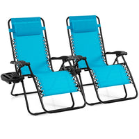 Patio Zero Gravity Lounge Chair with Cup Holder & Removable Pillow