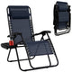 Patio Zero Gravity Lounge Chair with Cup Holder & Removable Pillow
