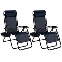 Patio Zero Gravity Lounge Chair with Cup Holder & Removable Pillow