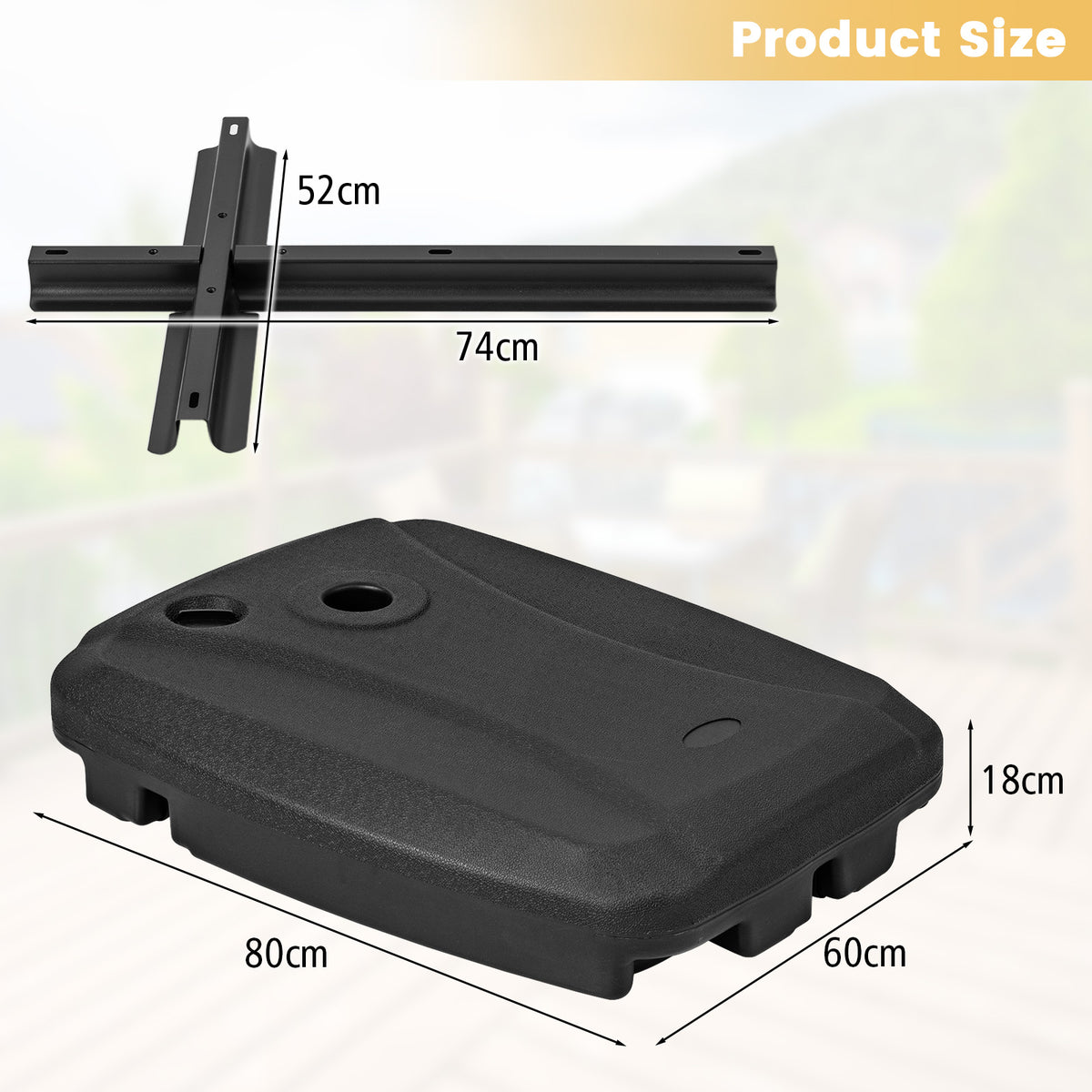 Universal Offset Umbrella Base, Water & Sand Filled Heavy Duty Base with Cross Base & Wheels