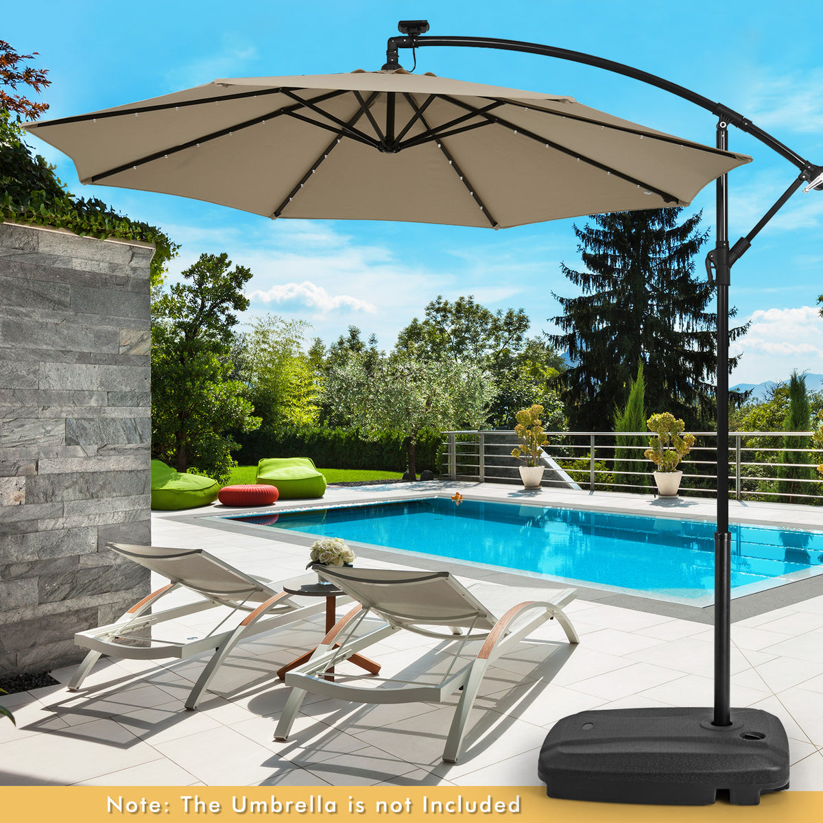 Universal Offset Umbrella Base, Water & Sand Filled Heavy Duty Base with Cross Base & Wheels