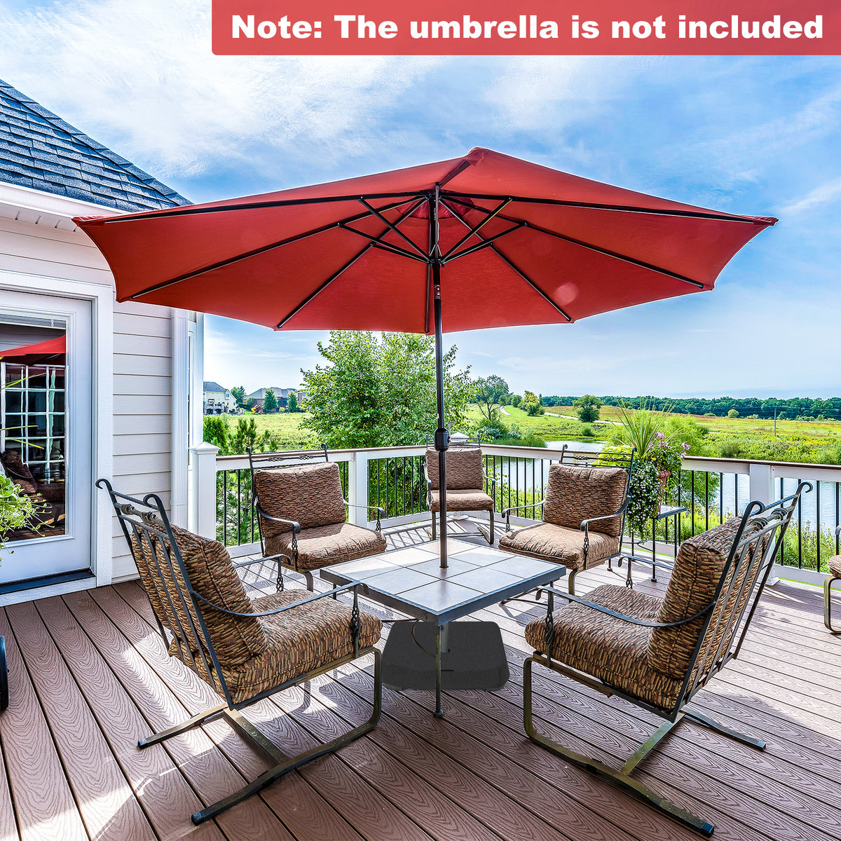 90 kg Patio Umbrella Base with Sandbags, 2 Tightening Knobs