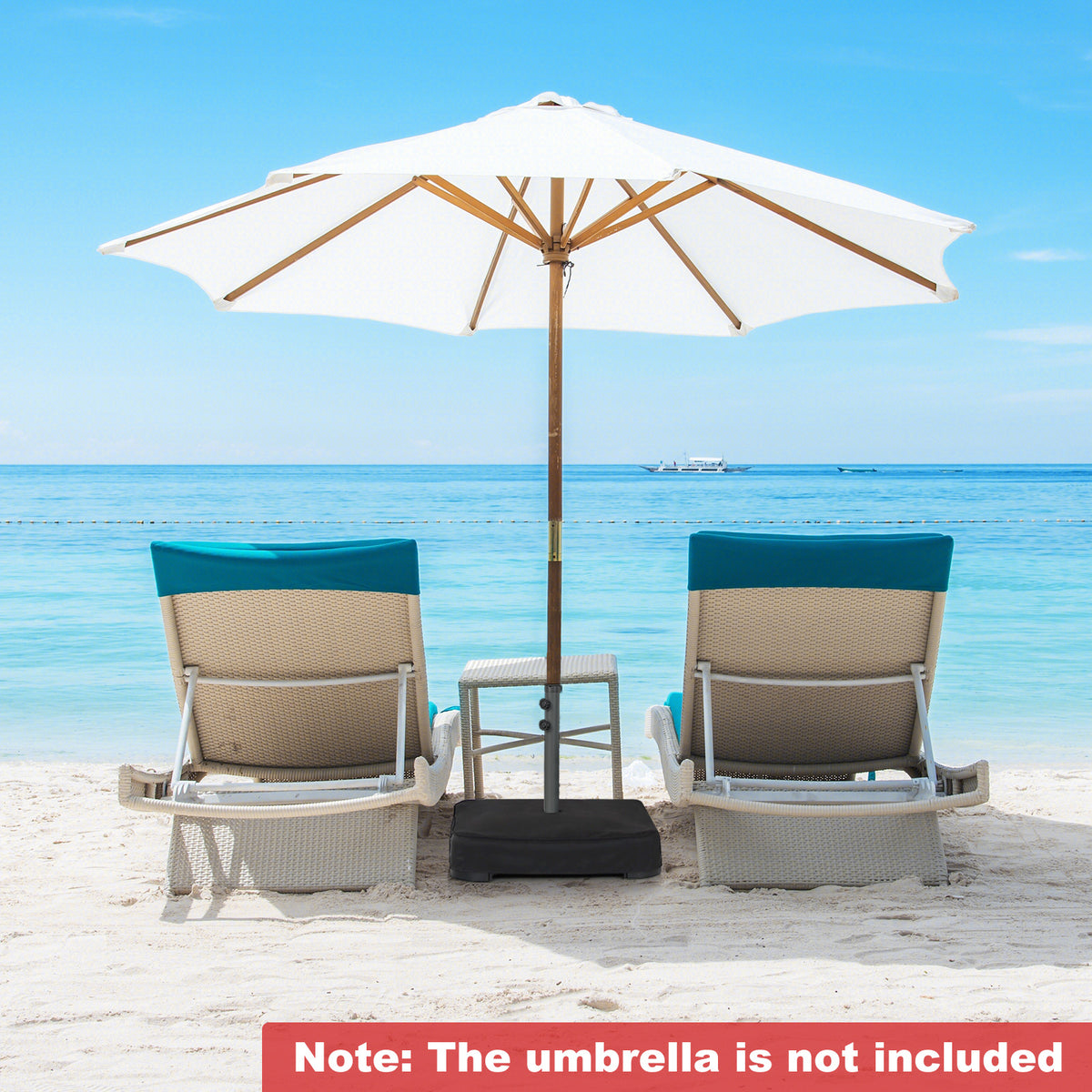 90 kg Patio Umbrella Base with Sandbags, 2 Tightening Knobs