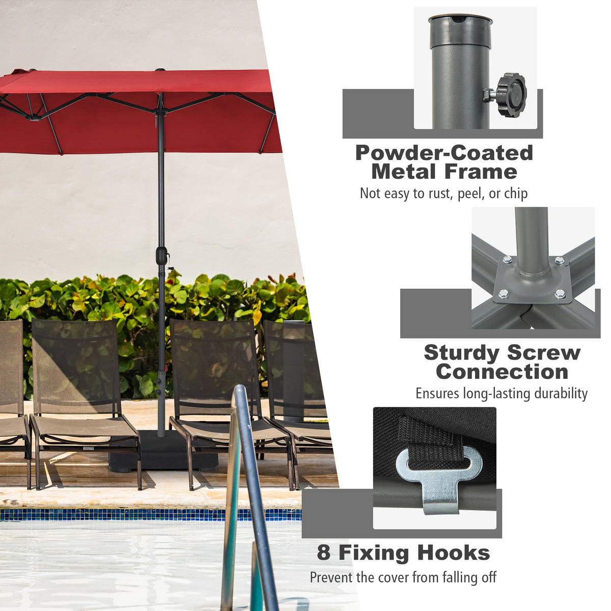90 kg Patio Umbrella Base with Sandbags, 2 Tightening Knobs