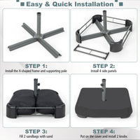 90 kg Patio Umbrella Base with Sandbags, 2 Tightening Knobs