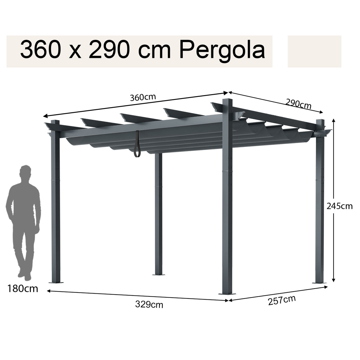 Outdoor Retractable Pergola with Retractable Canopy Cover for Garden