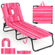 Face Down Tanning Chair, Beach Lounge Chair with 5-Level Adjustable Backrest & 3 Removable Pillows