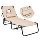 Face Down Tanning Chair, Beach Lounge Chair with 5-Level Adjustable Backrest & 3 Removable Pillows