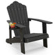Adirondack Chair, HIPS Adirondack Chair w/Cup Holder, Realistic Wood Grain, Weather Resistant Outdoor Chair for Patio