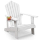 Adirondack Chair, HIPS Adirondack Chair w/Cup Holder, Realistic Wood Grain, Weather Resistant Outdoor Chair for Patio
