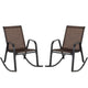 2pcs Patio Rocking Ergonomic Chair w/Sturdy Metal Rocker &Breathable Fabric Seat
