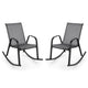 2pcs Patio Rocking Ergonomic Chair w/Sturdy Metal Rocker &Breathable Fabric Seat