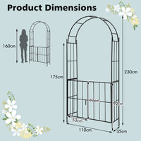 230CM Tall Heavy-Duty Metal Arbour Archway for Climbing Plant Rose Vine