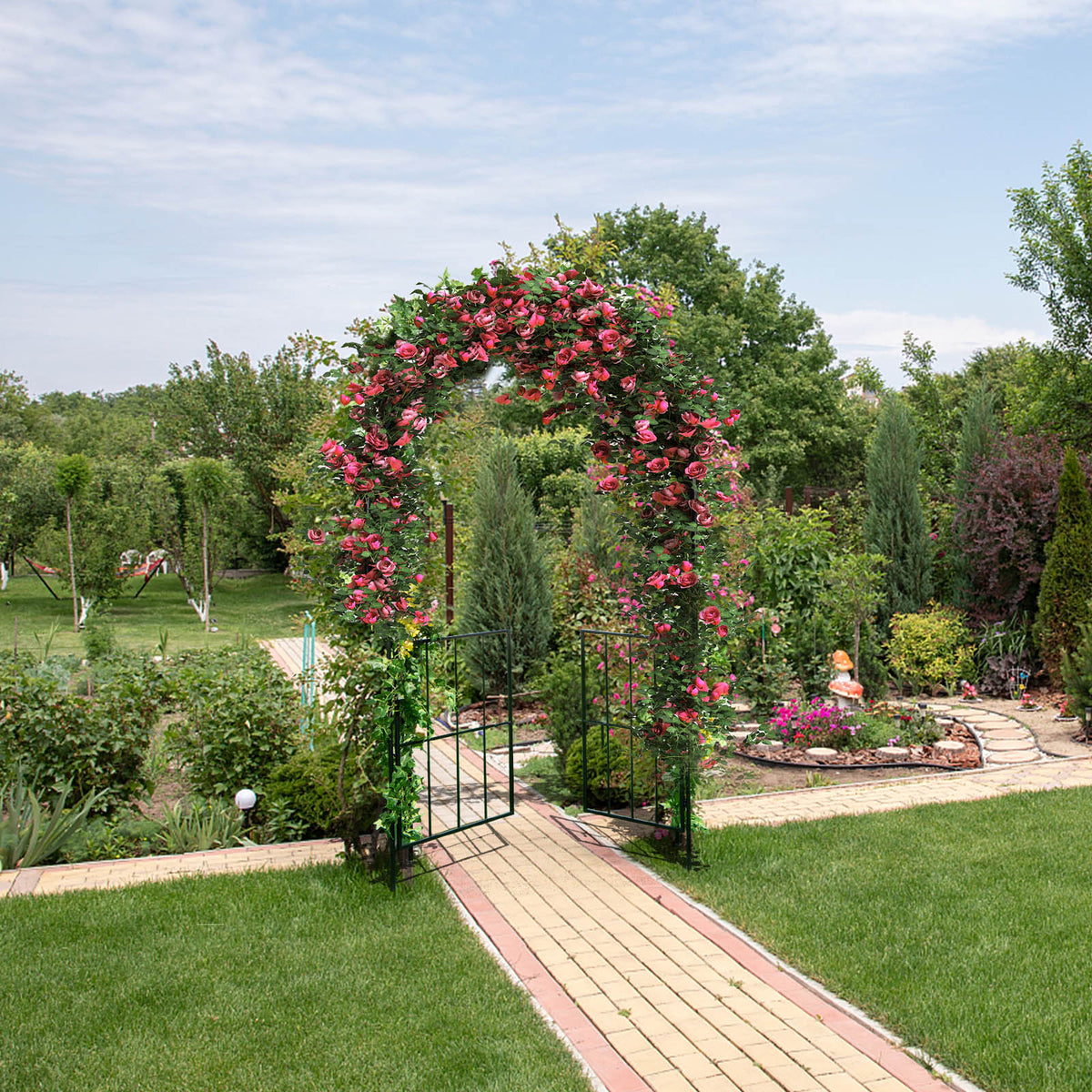 230CM Tall Heavy-Duty Metal Arbour Archway for Climbing Plant Rose Vine