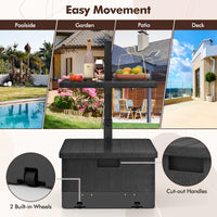 80kg Outdoor Fillable Umbrella Base w/ Table Tray, Weighted Bag, Wheel, Handle