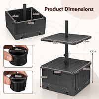 80kg Outdoor Fillable Umbrella Base w/ Table Tray, Weighted Bag, Wheel, Handle