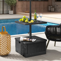 80kg Outdoor Fillable Umbrella Base w/ Table Tray, Weighted Bag, Wheel, Handle
