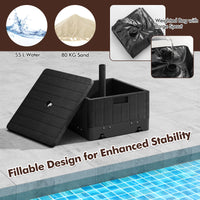 80kg Outdoor Fillable Umbrella Base w/ Table Tray, Weighted Bag, Wheel, Handle
