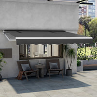 4 x 2.5 m Retractable Awning, Patio Sunshade Shelter with Manual Hand Crank & Heavy-Duty Aluminum Frame