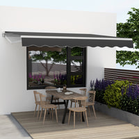 4 x 2.5 m Retractable Awning, Patio Sunshade Shelter with Manual Hand Crank & Heavy-Duty Aluminum Frame