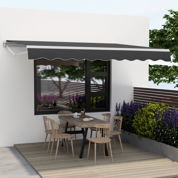 4 x 2.5 m Retractable Awning, Patio Sunshade Shelter with Manual Hand Crank & Heavy-Duty Aluminum Frame