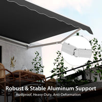 4 x 2.5 m Retractable Awning, Patio Sunshade Shelter with Manual Hand Crank & Heavy-Duty Aluminum Frame