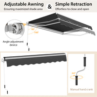 4 x 2.5 m Retractable Awning, Patio Sunshade Shelter with Manual Hand Crank & Heavy-Duty Aluminum Frame
