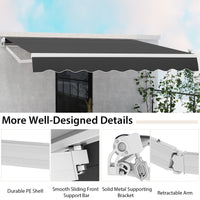 4 x 2.5 m Retractable Awning, Patio Sunshade Shelter with Manual Hand Crank & Heavy-Duty Aluminum Frame