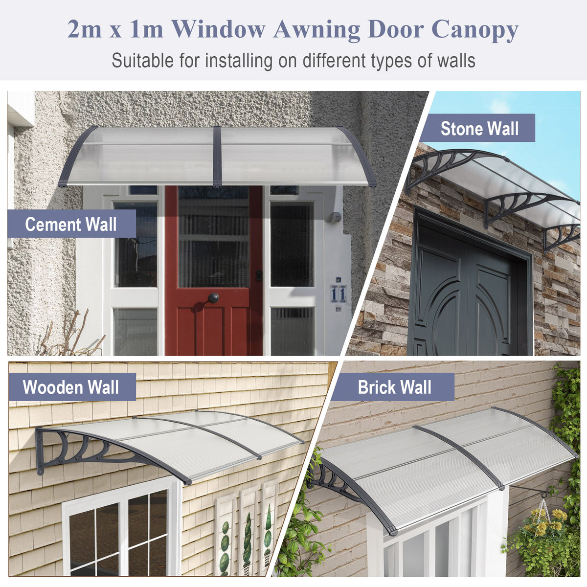 199 x 99 cm Window Awning Door Canopy Exterior