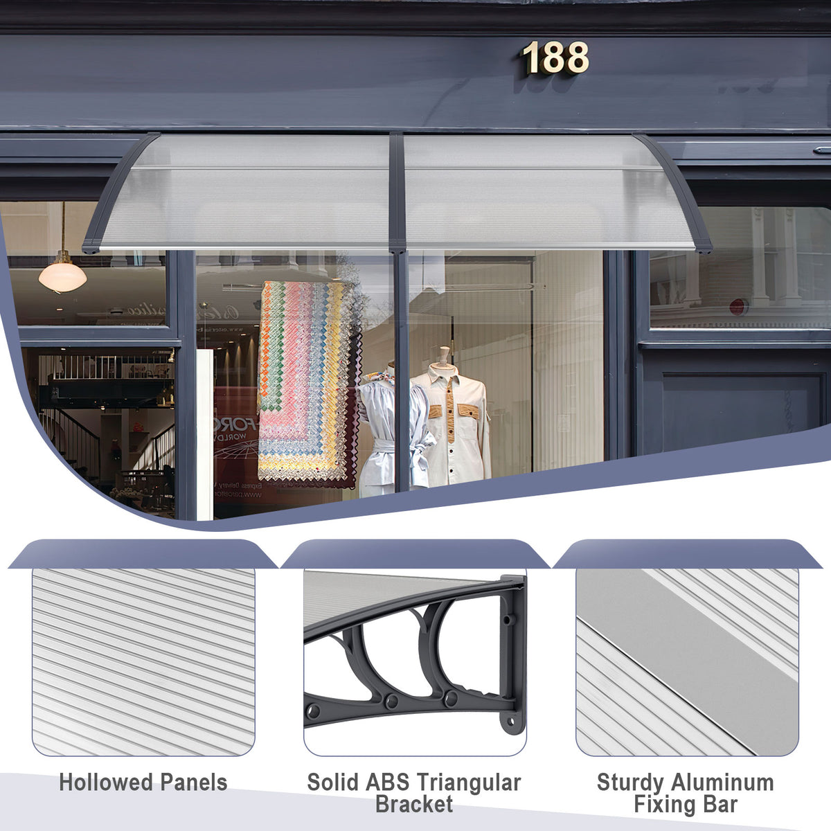 199 x 99 cm Window Awning Door Canopy Exterior