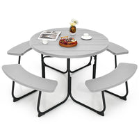 8-Person Round Picnic Table Bench Set