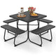 8-person Square Picnic Table Bench Set with 4 Benches 225 KG Capacity