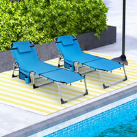 Outdoor Folding Chaise Lounge Chair, 5-position Lounge Chair with Adjustable Footrest