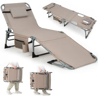 Outdoor Folding Chaise Lounge Chair, 5-position Lounge Chair with Adjustable Footrest