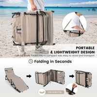 Folding Convertible Camping Lounger w/Face Hole & Pillows & Storage Pocket, 5-Position Adjustable Backrest