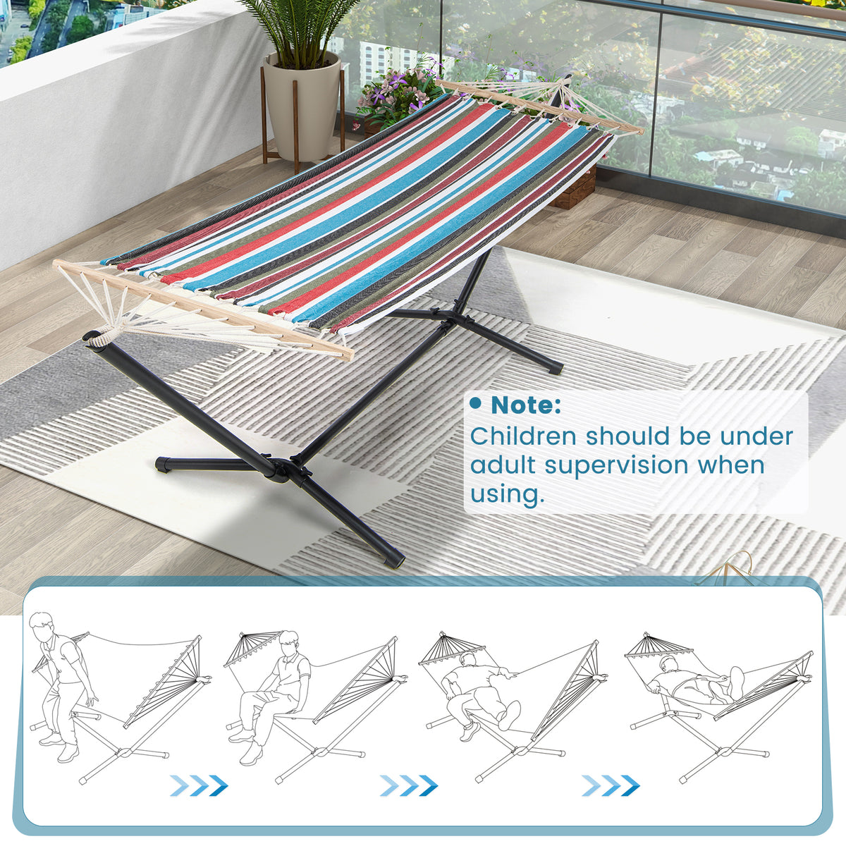 Portable Hammock with Stand, Outdoor Hammock with Space-saving Metal Frame