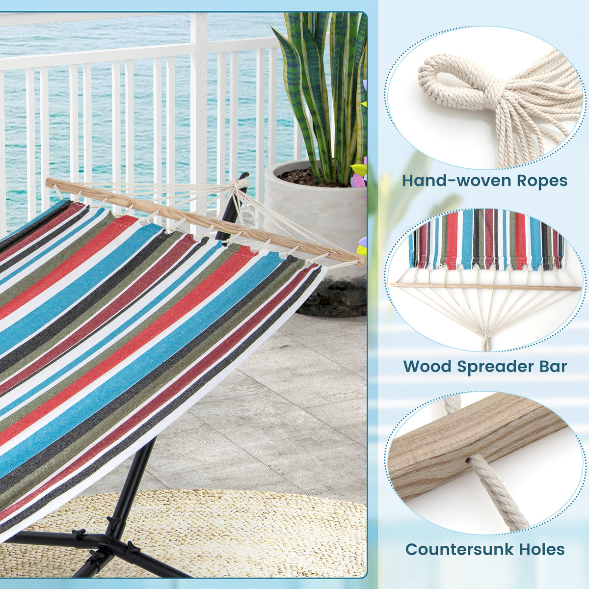 Portable Hammock with Stand, Outdoor Hammock with Space-saving Metal Frame