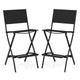 Outdoor Bar Chair Set of 2, Folding Bar Height Stool with Metal Frame & Footrest, Patio Bar Stool for Balcony, Garden & Poolside, Blue/Coffee