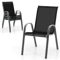 Set of 4 Outdoor Patio Chairs, Stackable Armchair with Weather-Resistant Fabric