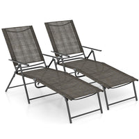 Patio Folding Chaise Lounge Chairs, 2 Piece Outdoor Recliner