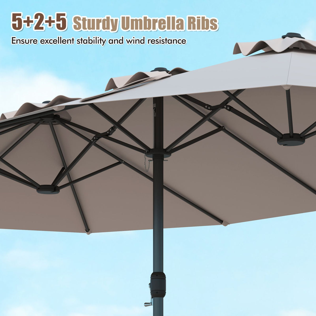 4.6 M Double-Sided Patio Umbrella with Hand-Crank System and Air Vents