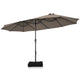 15FT Double-Sided Patio Umbrella, Ultra-Large Twin Garden Umbrella w/ 12-Rib Structure & Hand-Crank System