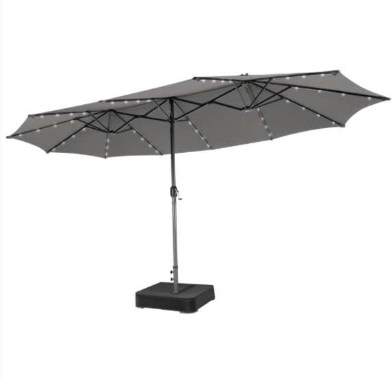 4.7M Double-Sided Patio Umbrella with Solar Lights, Oversized Outdoor Umbrella w/ 48 LED Lights