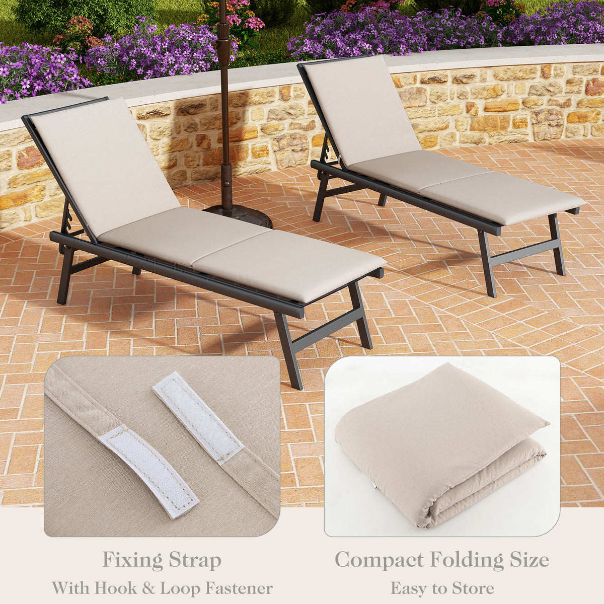 Patio Furniture Pad with Hook & Loop Fastener Fixing Straps