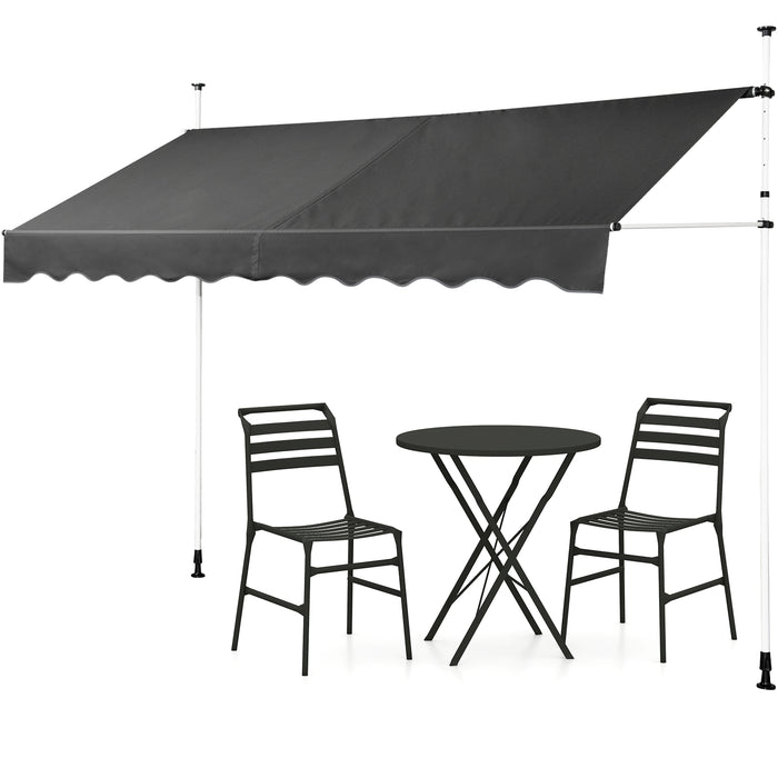 3.5M Manual Retractable Awning, 2-3M Height Adjustable Outdoor Sunshade